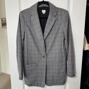 A New Day Women’s Gray Plaid Blazer Suit Jacket Notch Lapel Size XS Lined